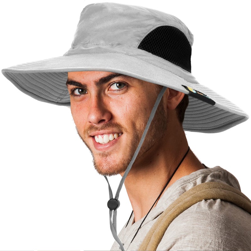 Suncube SUN CUBE Wide Brim Sun Hat Men Women, Mens Fishing Hats Sun UV Protection, Womens Hiking Bucket Hat, Outdoor Summer Safari Beach Boonie, Camping Unisex UPF 50+ Light Gray - Image 2